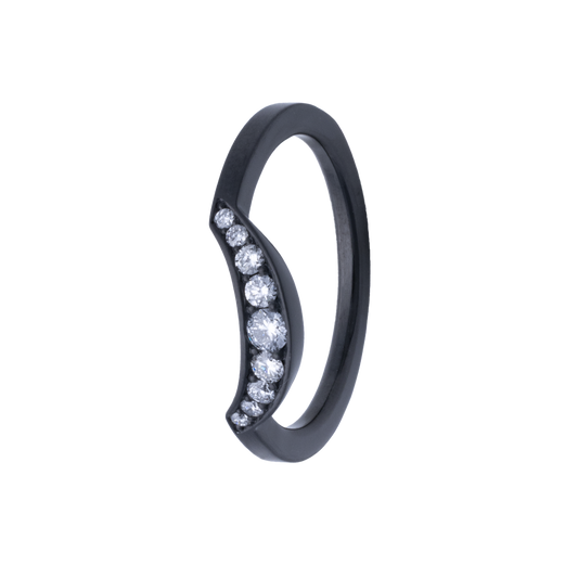 7MM Shaped Zirconium Men's Band with 9 Channel-Set Lab Grown Diamonds