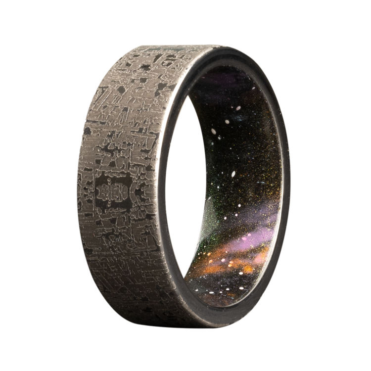 8MM Tungsten Men's Band with Meteorite Engraving & Galaxy Sleeve
