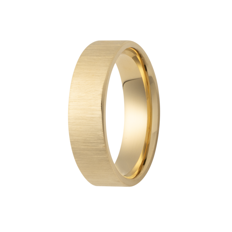 6MM Solid Gold Flat Cross Satin Men's Wedding Band
