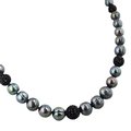 Black cultured pearl necklace with black crystal accents