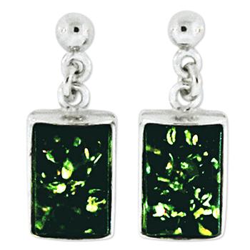 Sterling silver green amber earrings