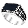 Men's stainless steel  black enamel ring