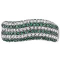 Sterling silver ring with enhanced green diamonds