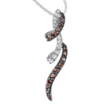 Cognac and white diamond freeform pendant