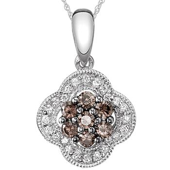 10k cognac and white diamond pendant