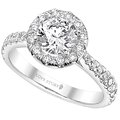 White gold halo semi-mount engagement ring