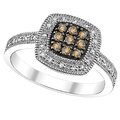 Cognac diamond ring in sterling silver