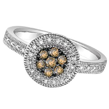 Cognac diamond ring in sterling silver