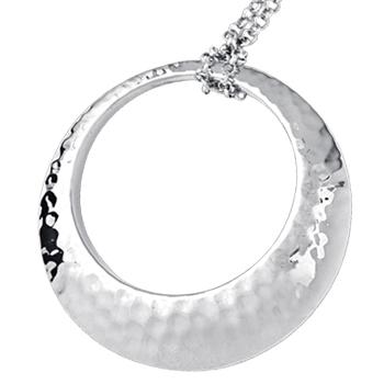 Sterling silver hammered circle pendant