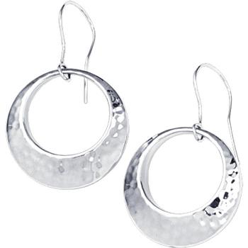 Sterling silver hammered hoop earrings