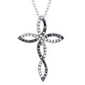 Sterling silver  black and white diamond cross