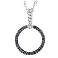 Sterling silver circle black and white diamond pendant