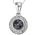 Sterling silver black and white diamond pendant