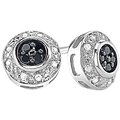Sterling silver black and white diamond earrings