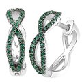 Sterling silver earrings with enhanced green diamonds