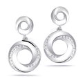 Silver diamond circle drop earrings