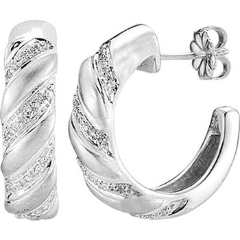 Argentium silver diamond hoop earrings