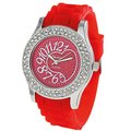 Women's watch with red dial and strap