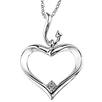 Sterling silver diamond accent heart pendant in gift box