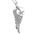 Sterling silver wing with heart pendant