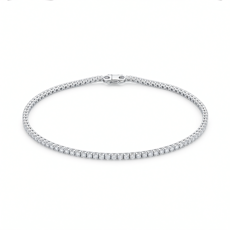 Lab Grown Diamond Tennis Bracelet 14K White Gold 2.17ct