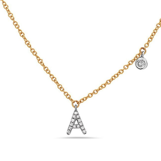 14K Yellow Gold 0.06 CTW Diamond Initial A Pendant (other letters avaialble)