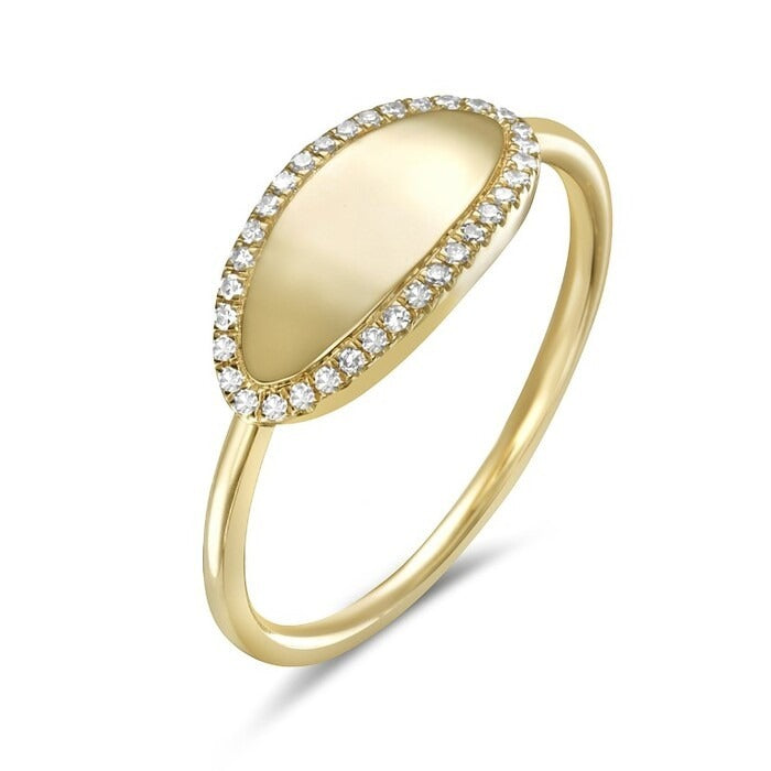 14K Yellow Gold 0.09 CTW Diamond Oval Ring