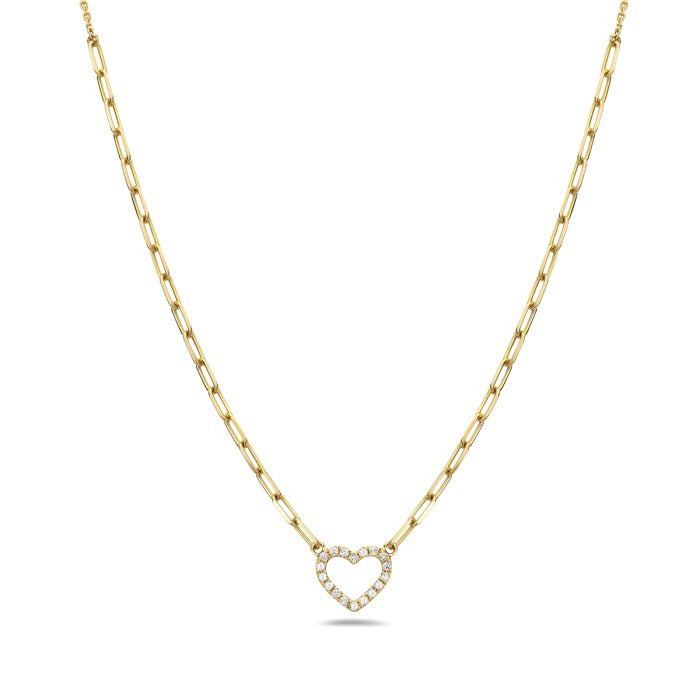 14K Yellow Gold 0.14 CTW Diamond Heart Necklace