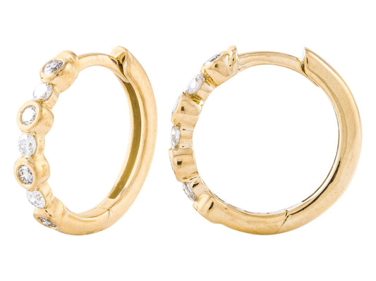 14K Yellow Gold Diamond Hoop Earrings, 0.21 CTW