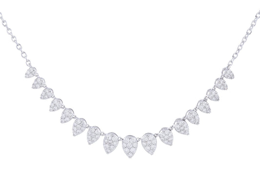 14K White Gold 0.74 CTW Diamond Cluster Pendant, Adjustable 16-18 Inch
