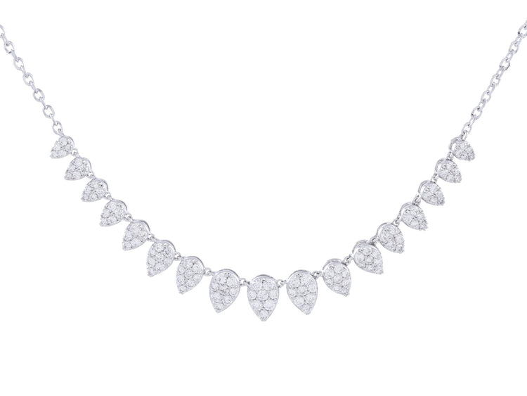 14K White Gold 0.74 CTW Diamond Cluster Pendant, Adjustable 16-18 Inch