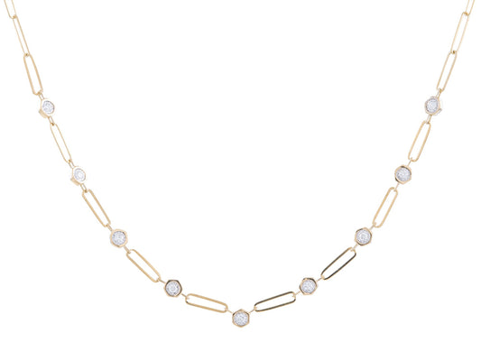 14K Yellow Gold 0.35 CTW Diamond Link Chain Necklace