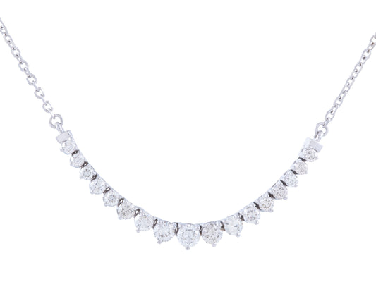 14K White Gold Graduated Diamond Necklace, 1.19 CTW, 16 Inch