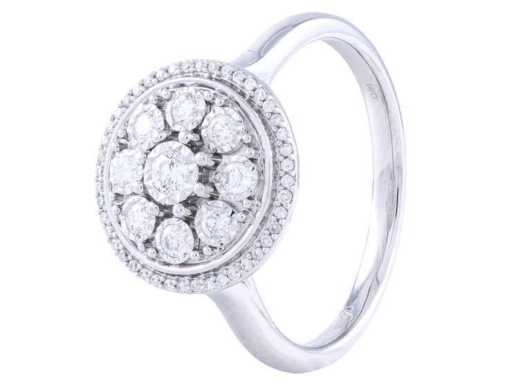 14K White Gold 0.29 CT Diamond Cluster Ring
