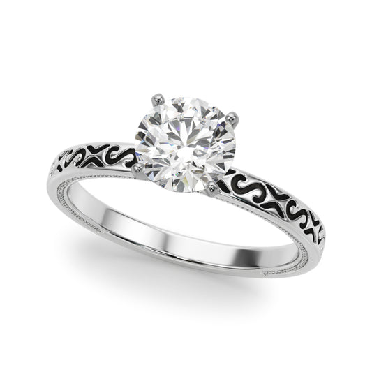 Vintage Inspired Solitaire Engagement Ring - 14K, Size 7.0 (Setting Only)