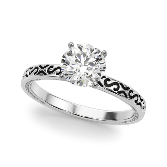Vintage Inspired Solitaire Engagement Ring - 14K, Size 7.0 (Setting Only)