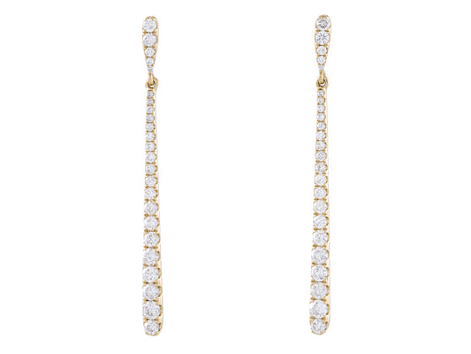 14K Yellow Gold Diamond Drop Earrings, 1.35 CTW