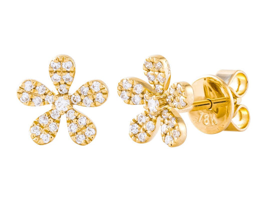 18K Yellow Gold Diamond Cluster Earrings, 0.20 CTW