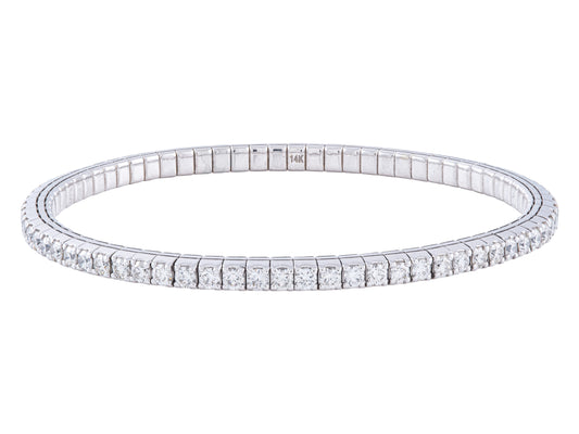 14K White Gold Flexible Diamond Bracelet, 2.52 CTW