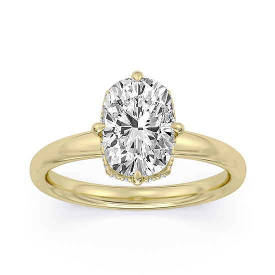 14k Yellow Gold Engagement Ring with TrueNorth 100 Facet Lab-Grown Diamond 3.09 ct Elongated Cushion Center