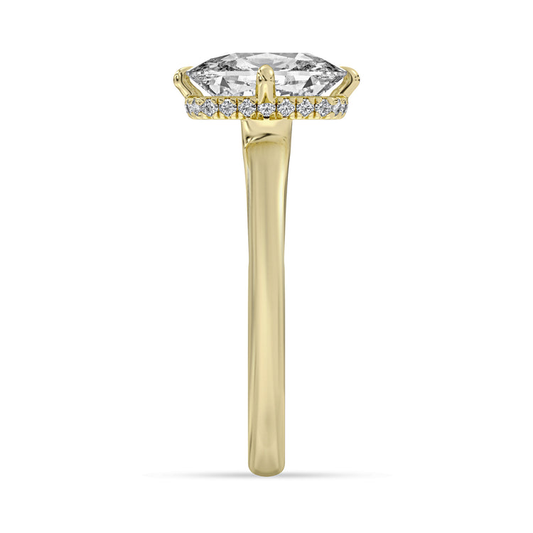 14k Yellow Gold Engagement Ring, TrueNorth 3.09 ct Elongated Cushion Center, profile view