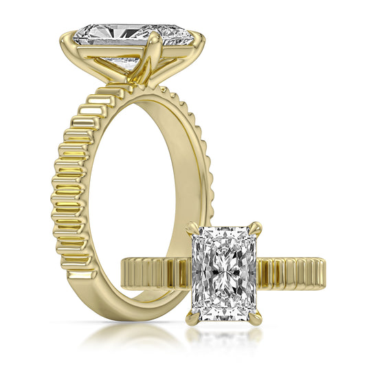 14k Yellow Gold Solitaire Engagement Ring with TrueNorth 100 Facet Lab-Grown Diamond 2.60 ct Radiant Center