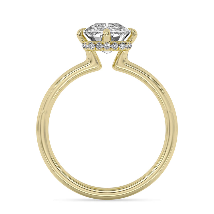 14k Yellow Gold Engagement Ring, TrueNorth 3.09 ct Elongated Cushion Center, front view