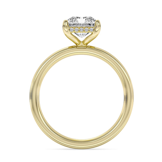 14k Yellow Gold Hidden Halo Engagement Ring, TrueNorth 2.07 ct Radiant Center, front view