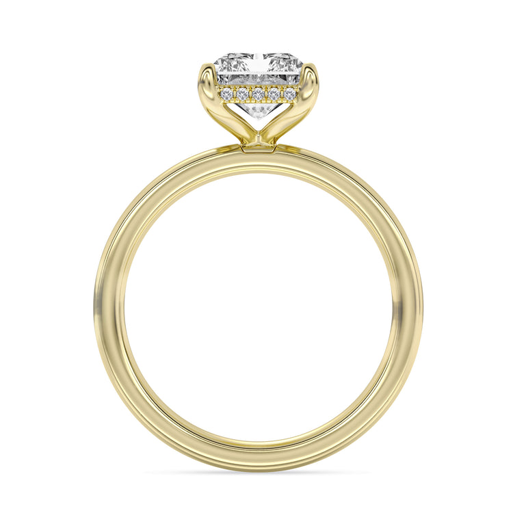 14k Yellow Gold Hidden Halo Engagement Ring, TrueNorth 2.07 ct Radiant Center, front view
