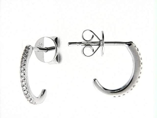 14K White Gold Diamond Earrings, 30 Round Diamonds 0.09 CTW