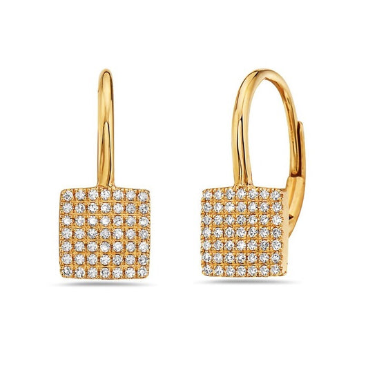14K Yellow Gold Square Diamond Hoop Earrings, 0.22 CTW