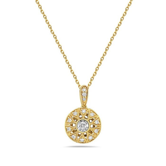 14K Yellow Gold Diamond Pendant, 0.12 CTW