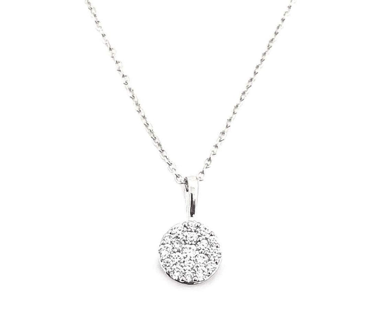14K White Gold Diamond Pendant, 19 Round Diamonds 0.21 CTW