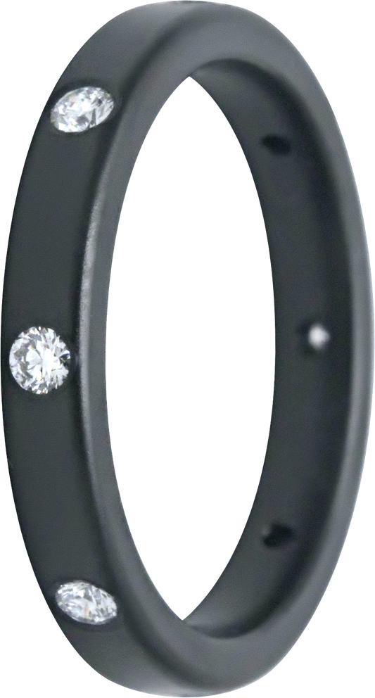 3MM Zirconium Band with 8 Lab Grown Diamonds